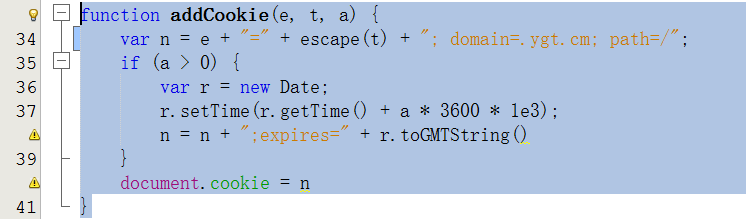 js中document.cookie的代码实现：domain=.ygt.cm; 如图2.7