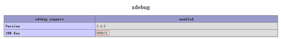 设置php.ini中的xdebug.idekey属性，现在为：PPB07$