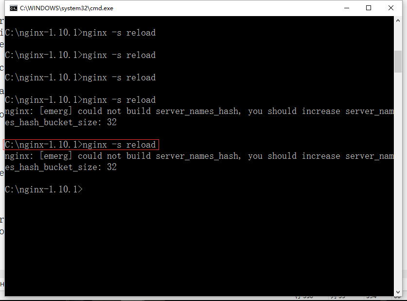 执行命令：nginx -s reload，重新加载，报错：nginx: [emerg] could not build server_names_hash, you should increase server_names_hash_bucket_size: 32
