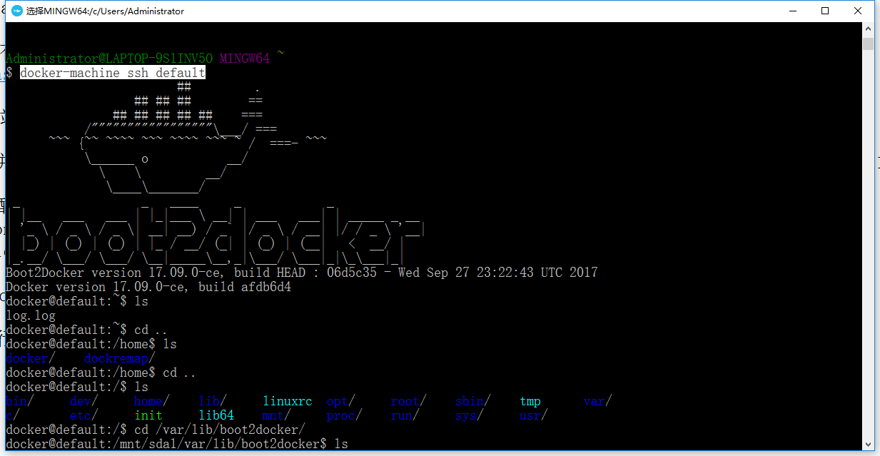 登录机器修改配置，运行命令：docker-machine ssh default