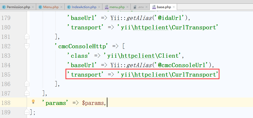 通过应用组建配置客户端，删除 'transport' => 'yii\httpclient\CurlTransport' 此项配置