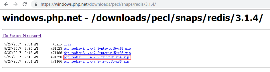 网址：https://windows.php.net/downloads/pecl/snaps/redis/ ，下载 php_redis-3.1.4-7.2-ts-vc15-x64.zip，复制至 C:\php-7.2.14\ext\php_redis.dll，以在 PHP 中支持 Redis