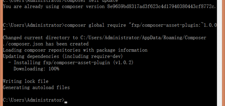 composer global require "fxp/composer-asset-plugin:~1.0.0"运行成功