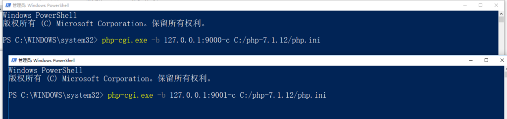 出现以上原因是因为 Windows 下 nginx php 环境，不支持并发的原因，当同时访问多个域名，并且同时指向你本地服务的时候，就不支持并发了。nginx.conf 里面 对不同 server 修改 fastcgi_pass 的端口号，启动多个 php-cgi。