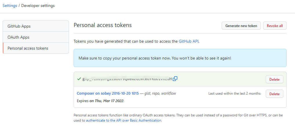 打开网址：https://github.com/settings/tokens 。Generate new token，勾选所有权限。