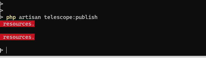 在 Laravel 6 中，执行命令：php artisan telescope:publish，报错：Unable to locate publishable resources. Publishing complete