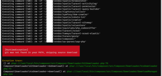 执行命令：docker exec -t wshop-fpm composer install -vvv，报错：[RuntimeException] git was not found in your PATH, skipping source download。
