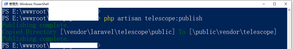 删除掉 !$this->app->runningInConsole() 后，再次执行：php artisan telescope:publish，执行成功