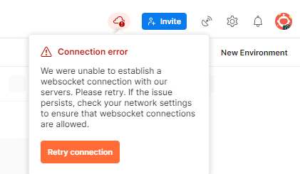Postman 中提示：Connection error We were unable to establish a websocket connection with our servers. Please retry. If the issue persists, check your network settings to ensure that websocket connections are allowed.