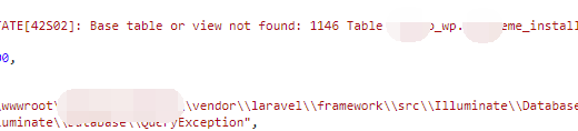 获取关联属性时报错：SQLSTATE[42S02]: Base table or view not found: 1146 Table 'object_wp.wp_theme_installation' doesn't exist