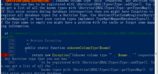报错：Doctrine\DBAL\Exception : Unknown column type "uuid" requested.