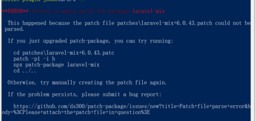 执行 yarn 时，报错：Failed to apply patch for package laravel-mix.This happened because the patch file patches\laravel-mix+6.0.43.patch could not be parsed.