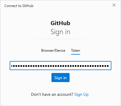 再次执行，弹出 Connect to GitHub 。输入 Personal access token