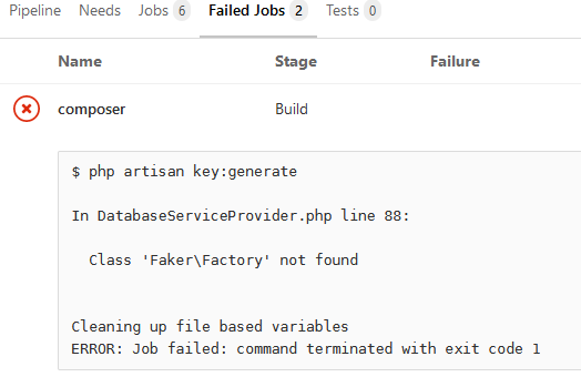 在 GitLab 的 CI / CD 的 Pipelines 中，Build composer 失败