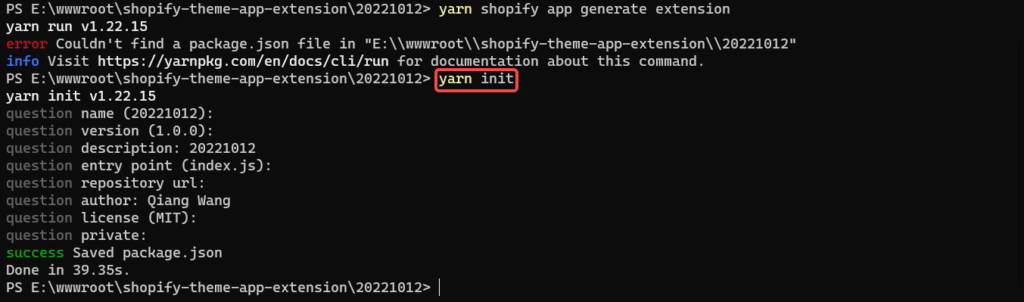 Error Couldn t Find A Package json File In E wwwroot shopify theme 