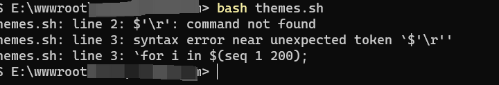 运行时报错：syntax error near unexpected token `$'\r''