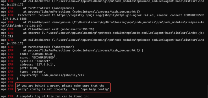 执行：npm install 时，大概执行了半小时左右，报错：If you are behind a proxy, please make sure that the 'proxy' config is set properly.
