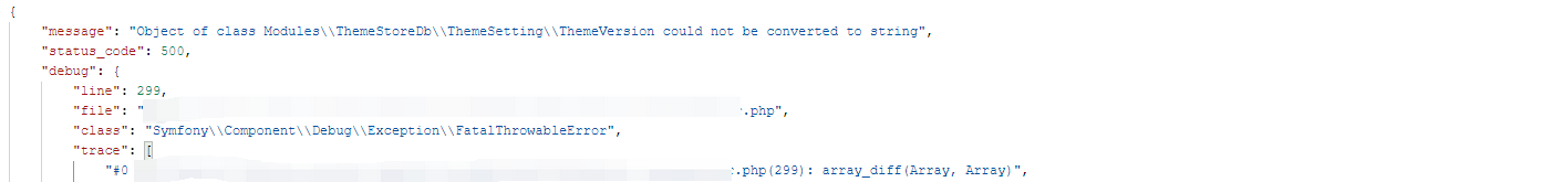在 PHP 7.4 中执行 array_diff — 计算数组的差集 时，报错：Object of class ThemeVersion could not be converted to string