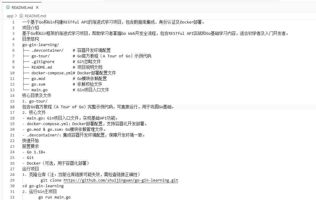 我发现 README.md 在 VS Code 中是正常的