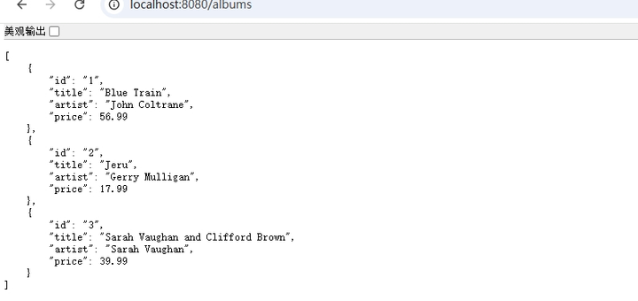 Windows 浏览器访问：http://localhost:8080/albums