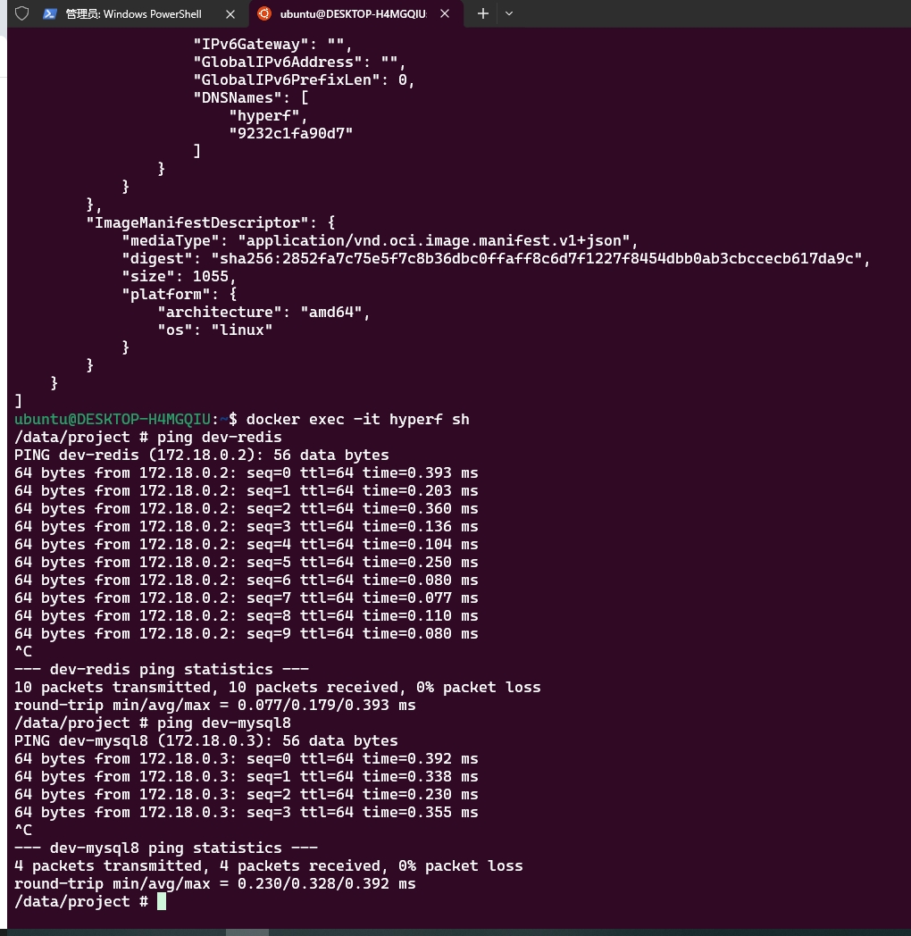 让 Hyperf 加入这个网络,验证是否成功,验证是否成功