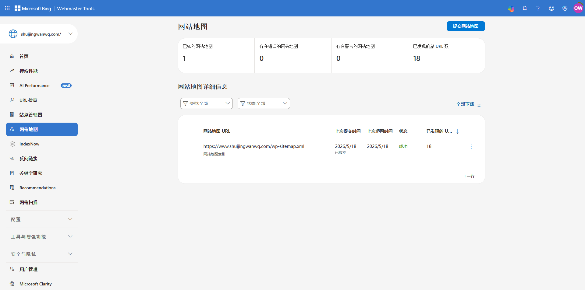So decided to re-import manually - import from Google again. After the second import was successful, the site already existed, but the website map was blank, and finally decided to submit it manually. (as shown in Figure 2)