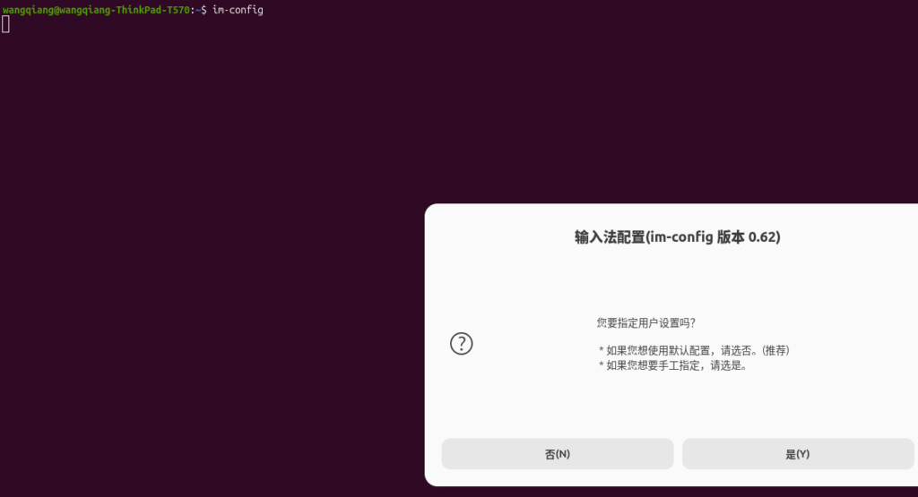图5 im-config 询问是否用户设置