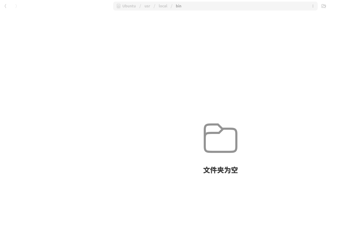 打开文件管理器,按 Ctrl+L 输入 /usr/local/bin,发现这个目录是空的(图5)。