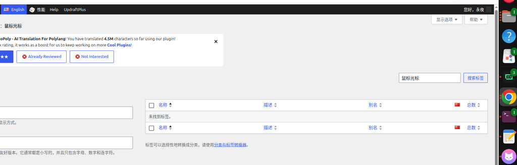 Screenshot 2: In the background English language, search the tag mouse cursor, not found
