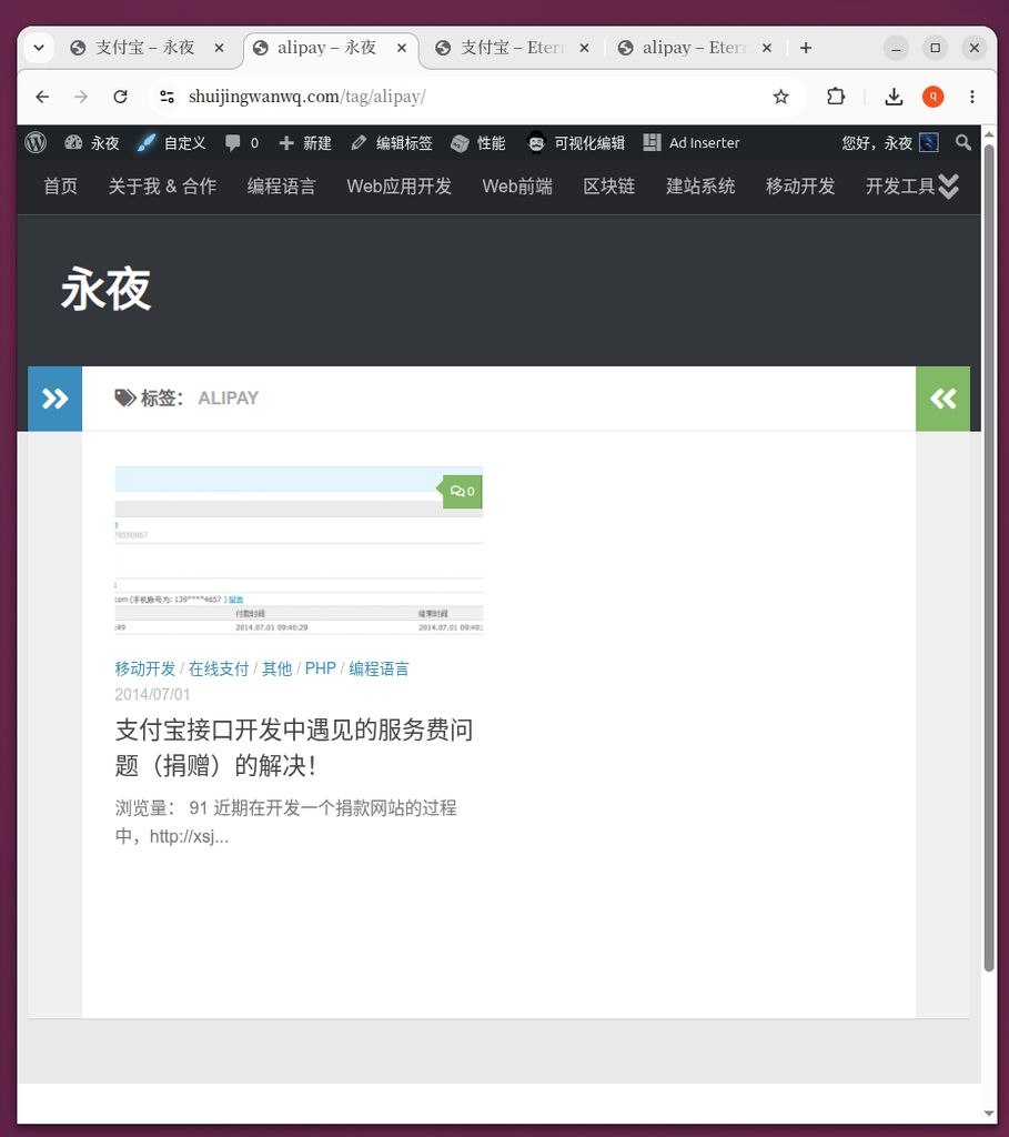 Figure 3 In the Chinese environment, visit /tag/alipay/