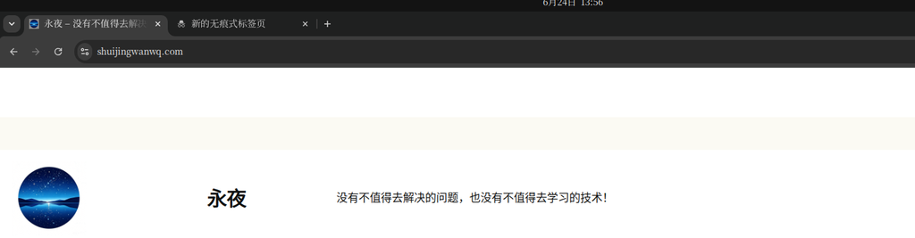图6：Chrome无痕模式下，Logo和Favicon均显示正常