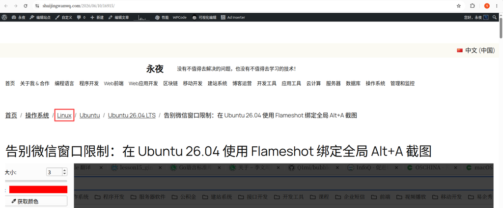 I also tested CUSTOM_IN_CATEGORY_TREE(linux) function. It is found that a certain article does not belong to the classification Linux, but only belongs to the Sun classification Ubuntu 26.04 (Figure 7).