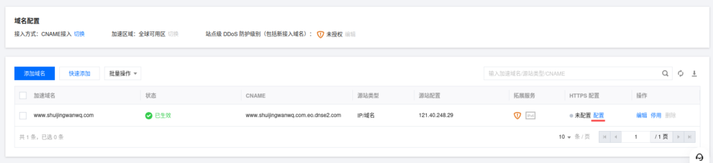 [Figure 14: www.shuijingwanwq.com became active in EdgeOne]